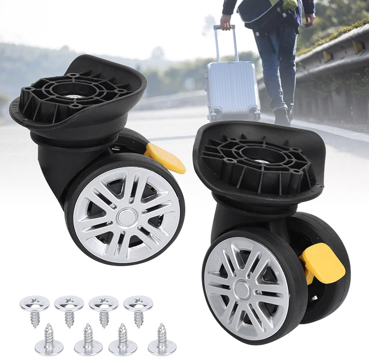 ANKROYU Outdoor Mute Brake Wheel, Draw Bar Box Wheel, Replacement Luggage Cases Wheel, Niversal Outdoor Suitcase Wheel, Luggage Replacement Wheel for Outdoor Travel image number 4