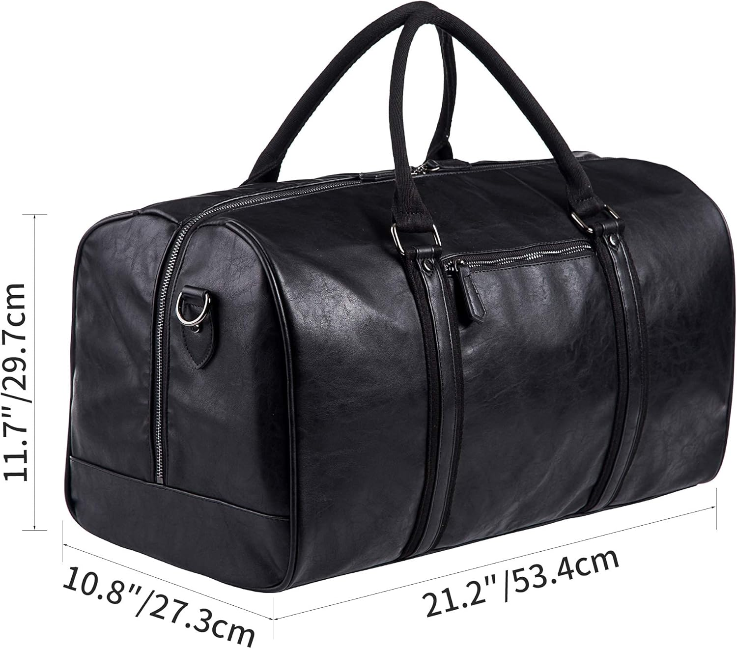 Oversized Duffle Travel Bag Waterproof Leather Weekend Bag Large Carry on Large Carry on Hangbag for Mens or Women, [Z]Black image number 2