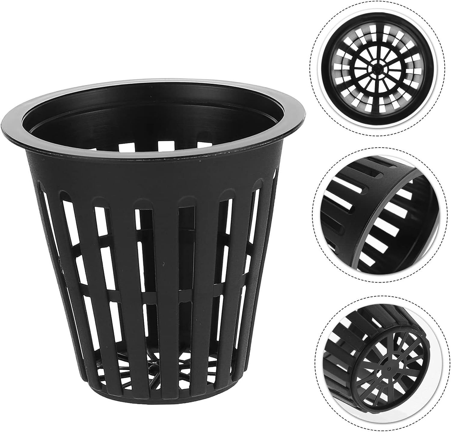 Housoutil Planting Basket Orchid Pots Hydroponic Planter Plants Pots Hydroponics Net Basket Plastic Net Cups Orchid Nursery Garden Slotted Cups Plant Nursery Black Small 10Pcs image number 3