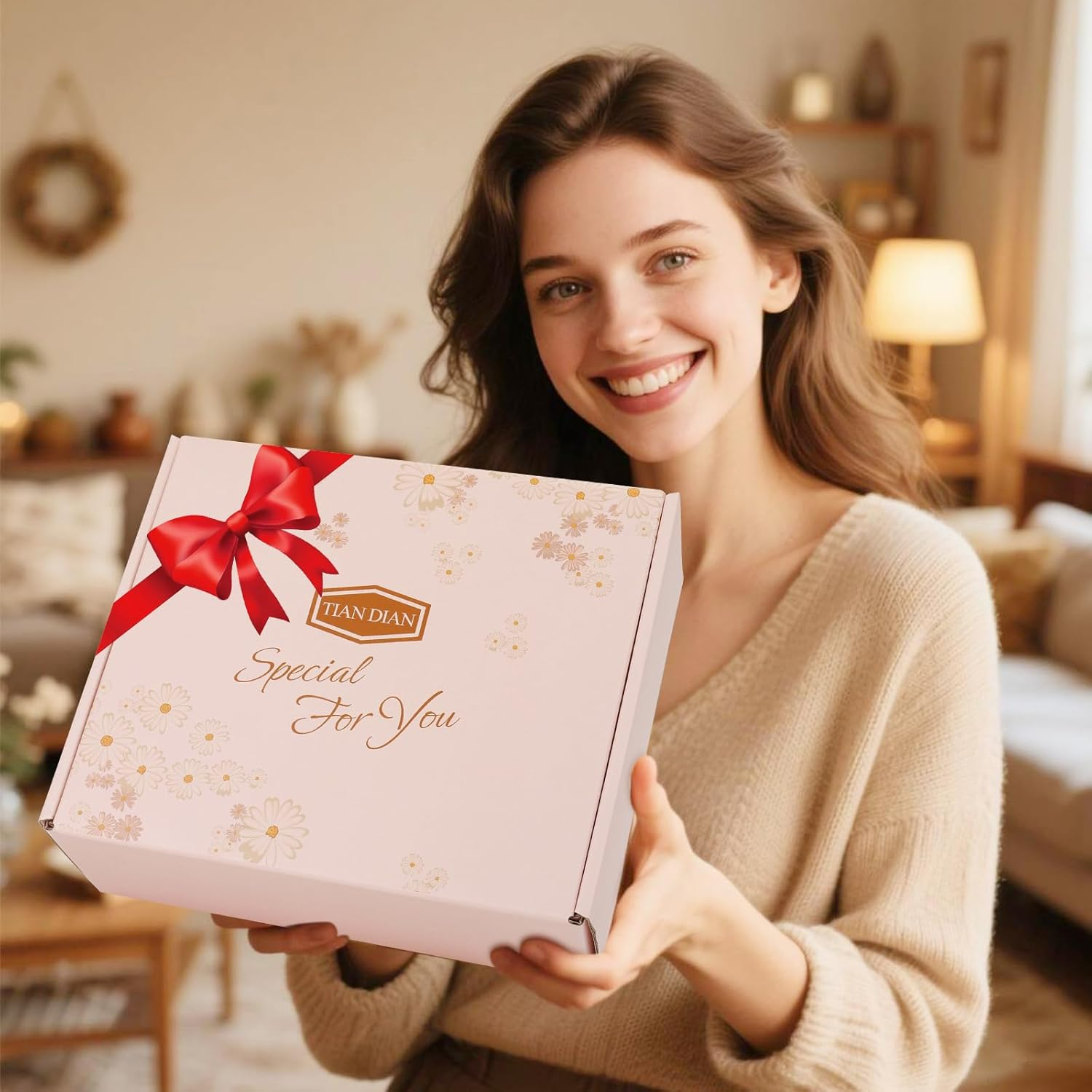 Birthday Gifts Basket for Women, Unique Self Care Package Relaxation Spa Bath Set for Girls,Get Well Soon Box for Her, Christmas Mother'S Day Thinking of You Gift Ideas for Mom, Friends,Sister, Wife (White-Pink) - Orange image number 5