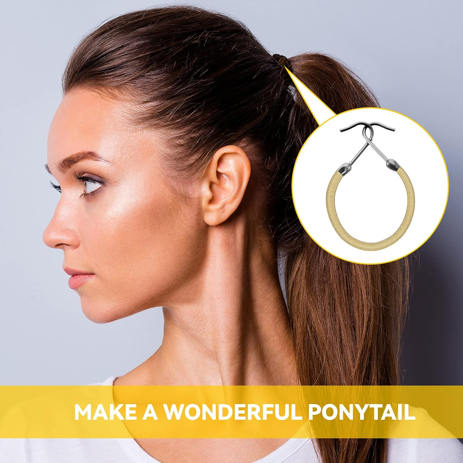 Hotop 15 Pieces Elastic Hook Hair Tie Styling Ponytail Holder Hooks Hair Cord for Curly Hair Long Hair (Blonde) image number 4