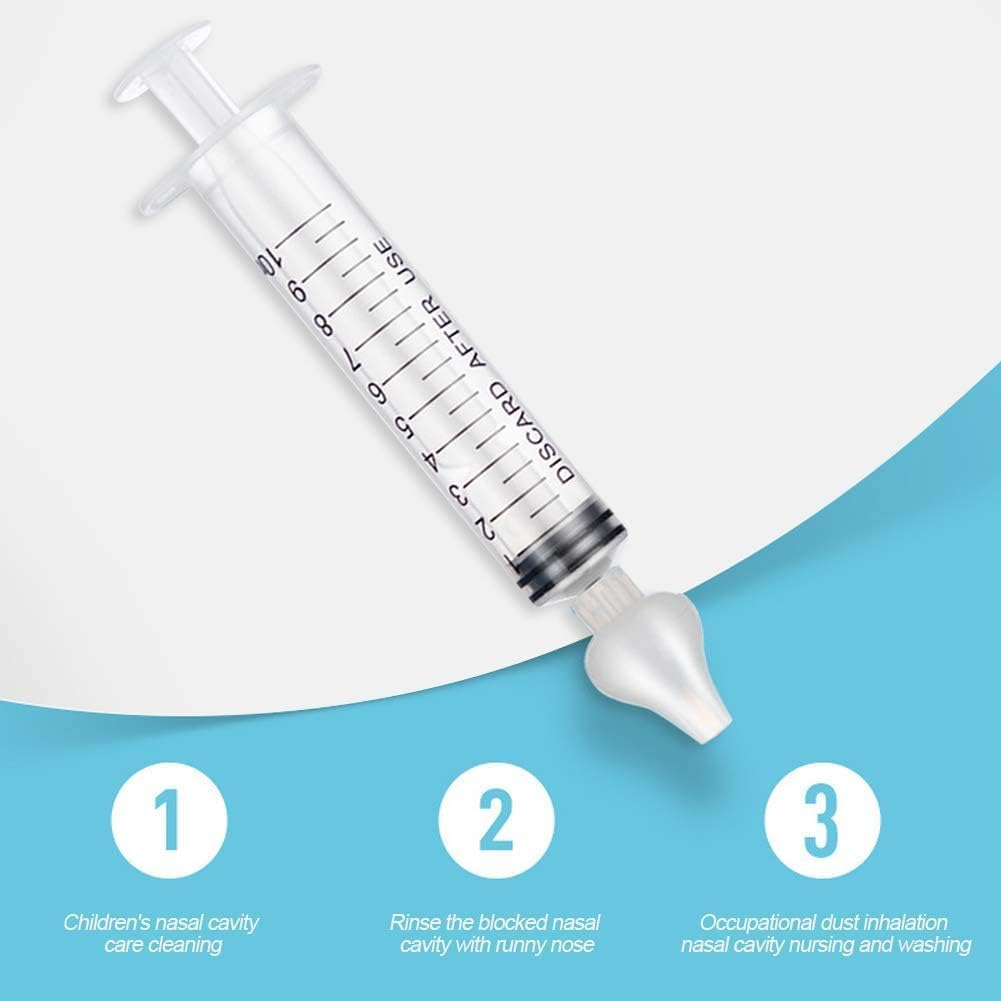 Syringe Nasal Irrigator, Professional Baby Nasal Irrigator Portable Infant Nose Cleaner Rinsing Device Fast All Natural Relief-Nasal Irrigation/Nasal Spray/Nasal Hygiene (2 Pieces)