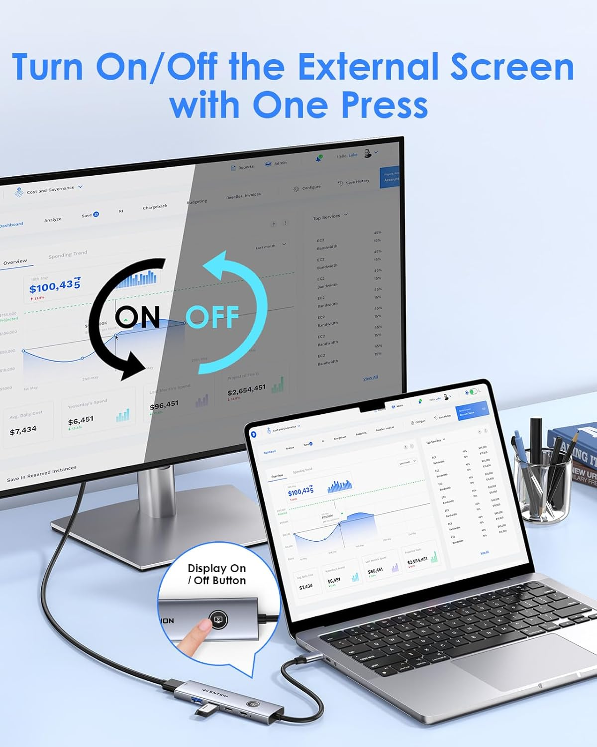 LENTION USB C Multiport Adapter, 5-In-1 USB C Hub with Type C 3.0, USB a 3.0, HDMI 4K@60Hz, 100W PD Charging, Multi-Port USB Adapter Dongle Compatible for Laptops and Other Type C Devices image number 3