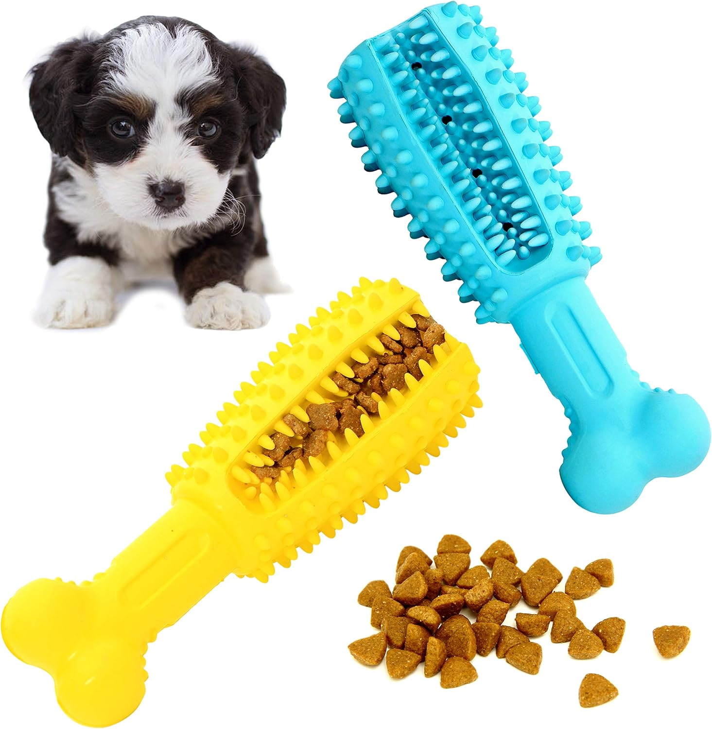 Youngever 2 Pack Dog Treat Toys for Pet Teeth Cleaning, Chewing, Fetching, IQ Treat Food Dispensing Toys (Small 12CM) image number 1