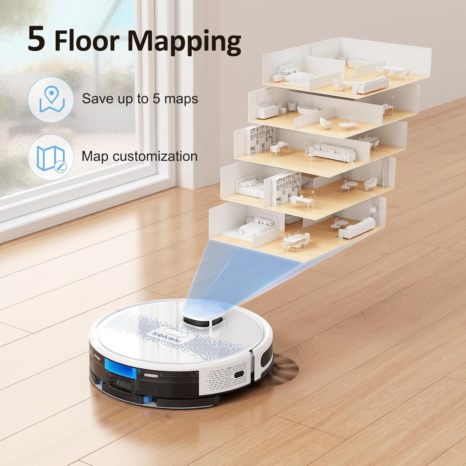 Lubluelu Robot Vacuum and Mop Combo 4000Pa, 2 in 1 Robotic Vacuum Cleaner, Lidar Navigation Laser, 5 Editable Map,10 No-Go Zones, App/Alexa, Intelligent Vacuum Robot for Pet Hair, Carpet, Hard Floor image number 6