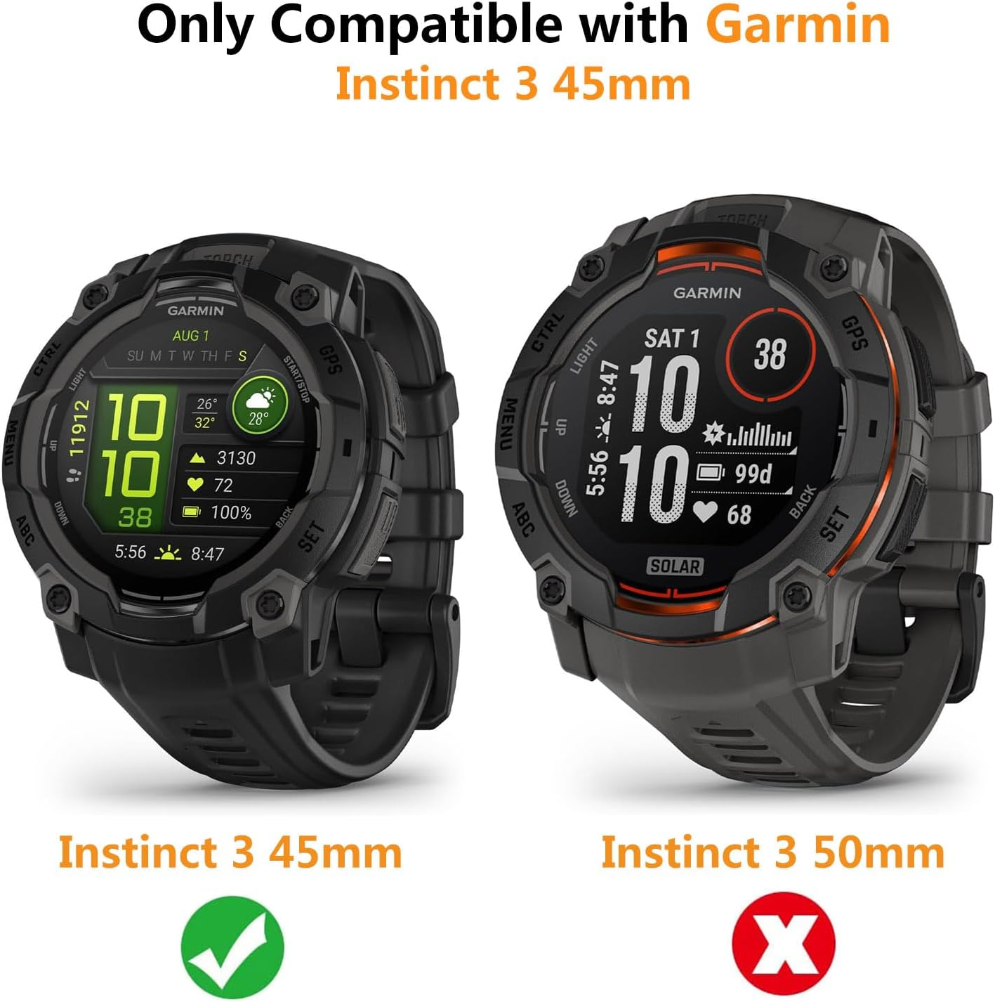 HOMTERN Case for Garmin Instinct 3 AMOLED 45Mm and Instinct 3 SOLAR 45Mm,Flexible Silicone Armor Cover Shell Shockproof Scratch-Proof Drop-Proof Protector Case,Gary image number 3
