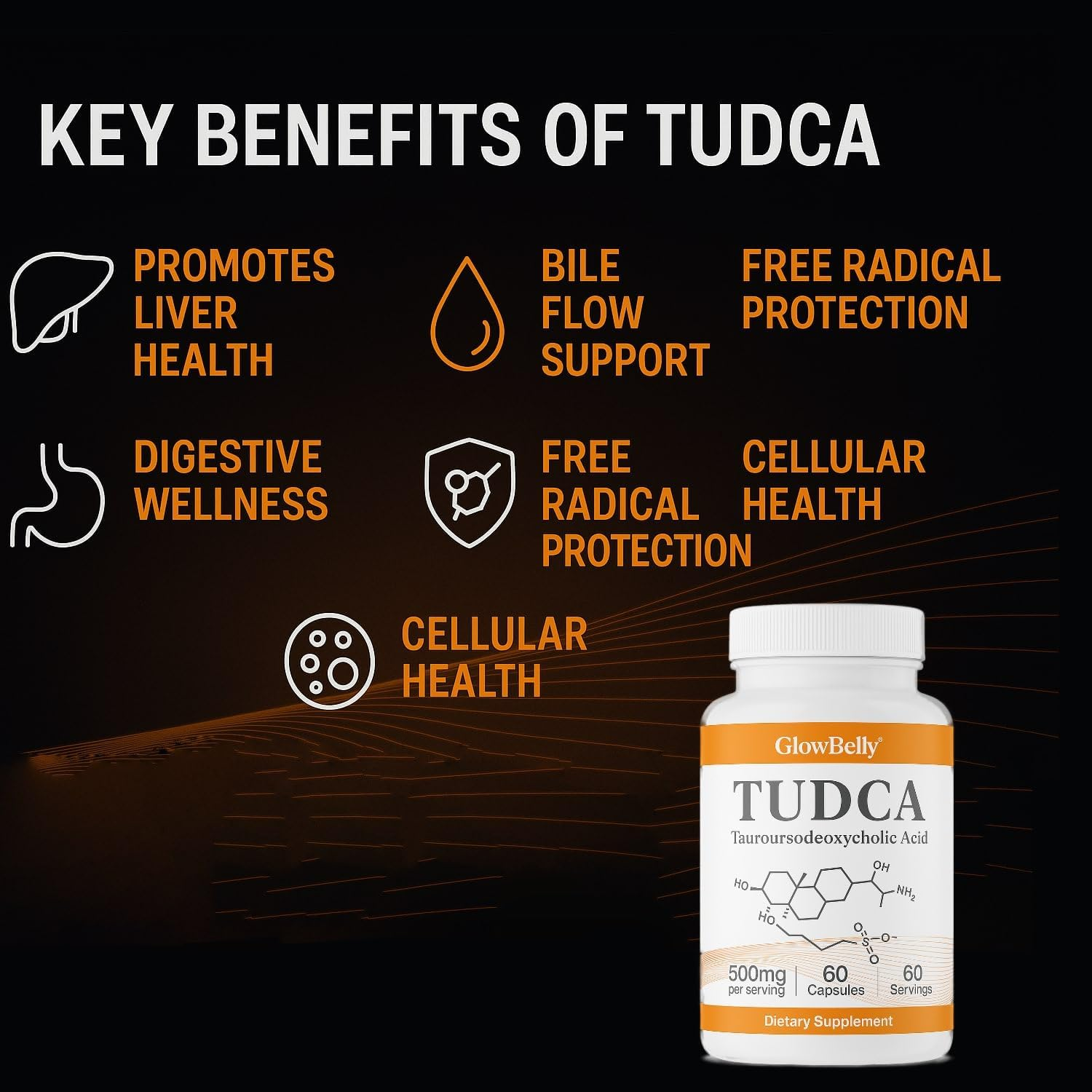 TUDCA Capsules 500Mg | Tauroursodeoxycholic Acid | Pure Single-Ingredient 1 a Day Formula | 60 Capsules by Glowbelly image number 5