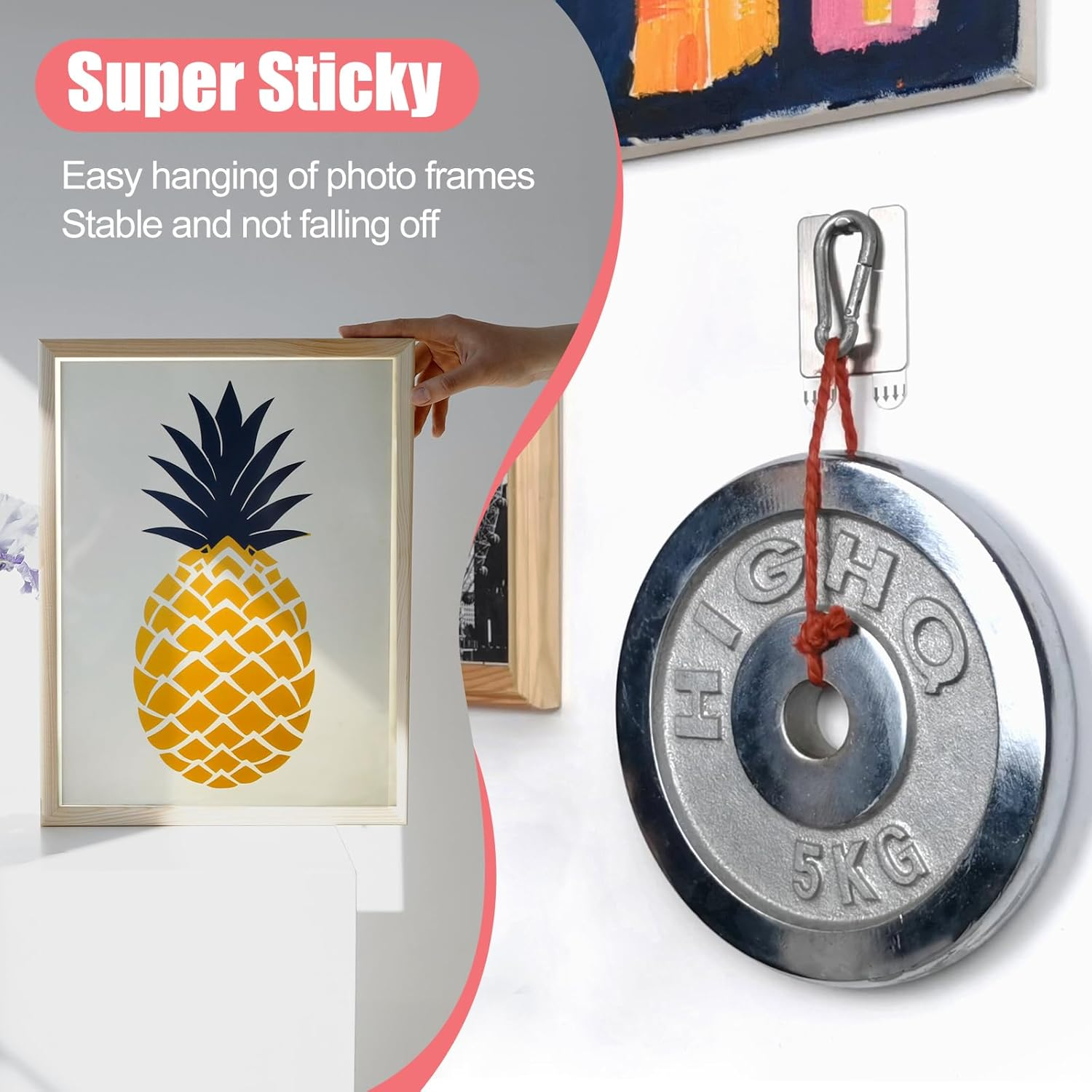 PHIXBEAR Metal Picture Frame Hangers Damage Free Hanging, Picture Hanging Hooks No Damage to Wall Paint, Sawtooth Picture Wall Hangers without Nails, Picture Hanging Strips Hardware Kit, 4 Pack image number 3