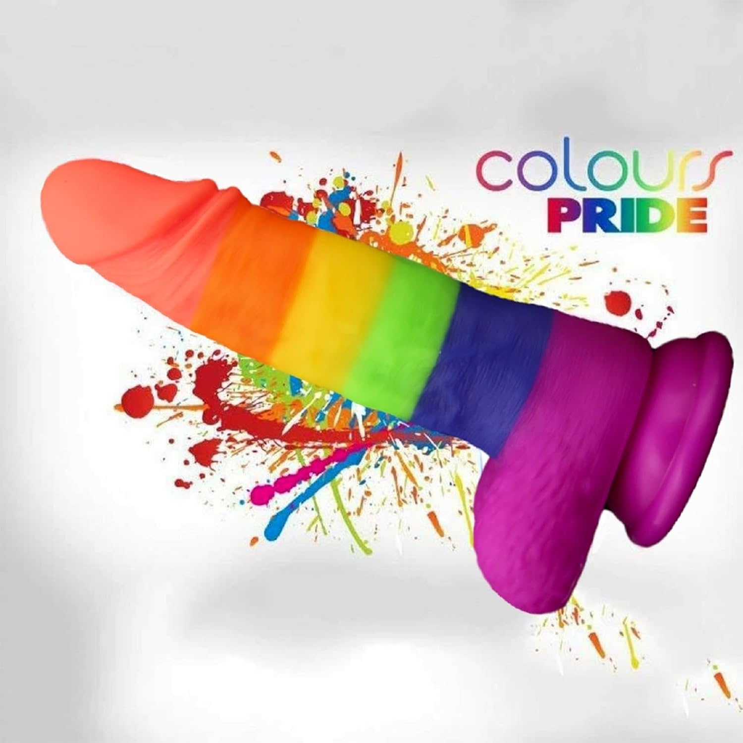 Rainbow Dildo Dong Realistic Silicone Penis Gay Cock Veined Shaft Suction Cup for Women and Men and Couples Sex Toy image number 6