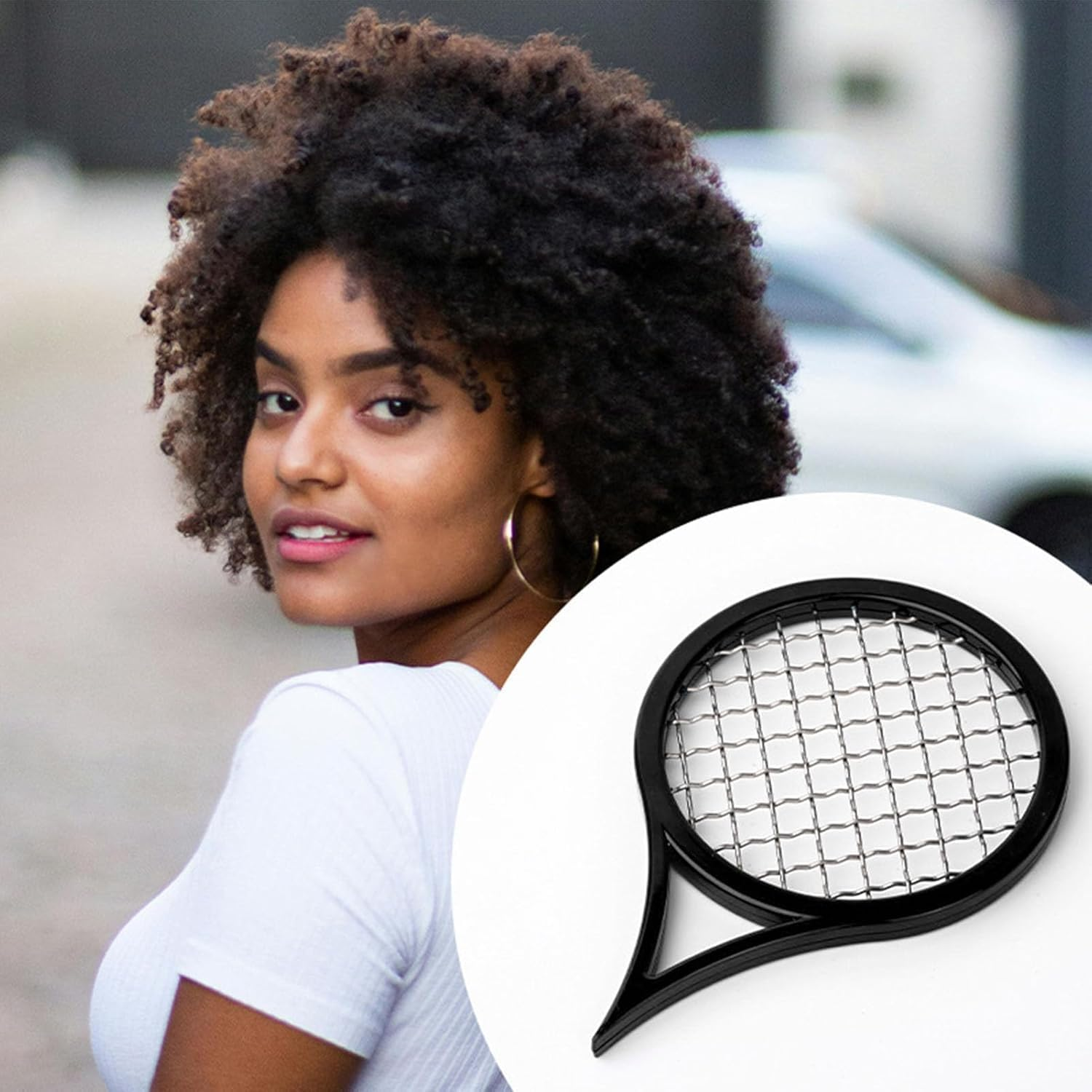 Tennis Racket Style Hair Twisting Comb, 2Pcs Black Tennis Racket Style Hair Twisting Tool, Plastic Women'S Curly Hairs Twist It up Combs image number 4