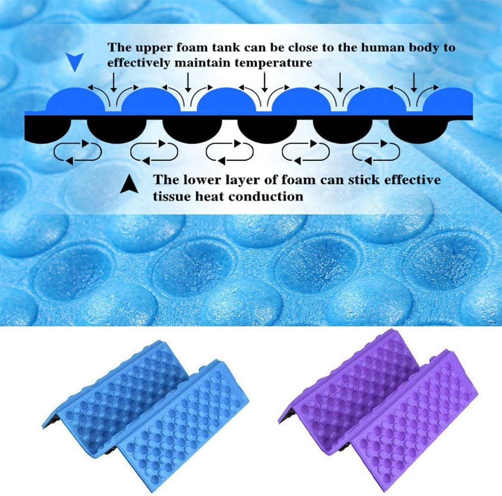 QOOWFEANIG Mini Waterproof Folding Mat Foam Sitting Pad, 2Pc Lightweight Camping Seat Cushion for Hiking Backpacking, Portable Outdoor Foldable Sit Pad, Non-Slip Foam Mat for Picnic image number 2
