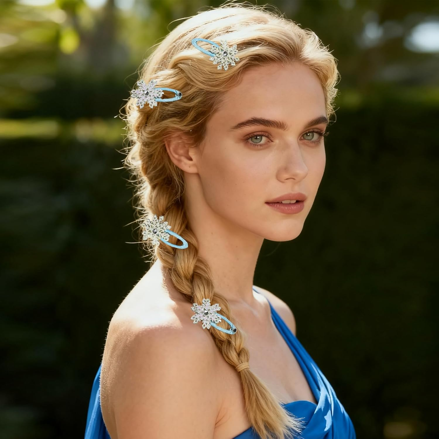 Snowflake Hair Clip Set, 8 Pieces Exquisite Christmas Snowflake Hair Clips, Snowflakes Hair Accessories Hair Clip with Shiny Rhinestones for Women Girls Winter Christmas Party Gift (F) image number 6