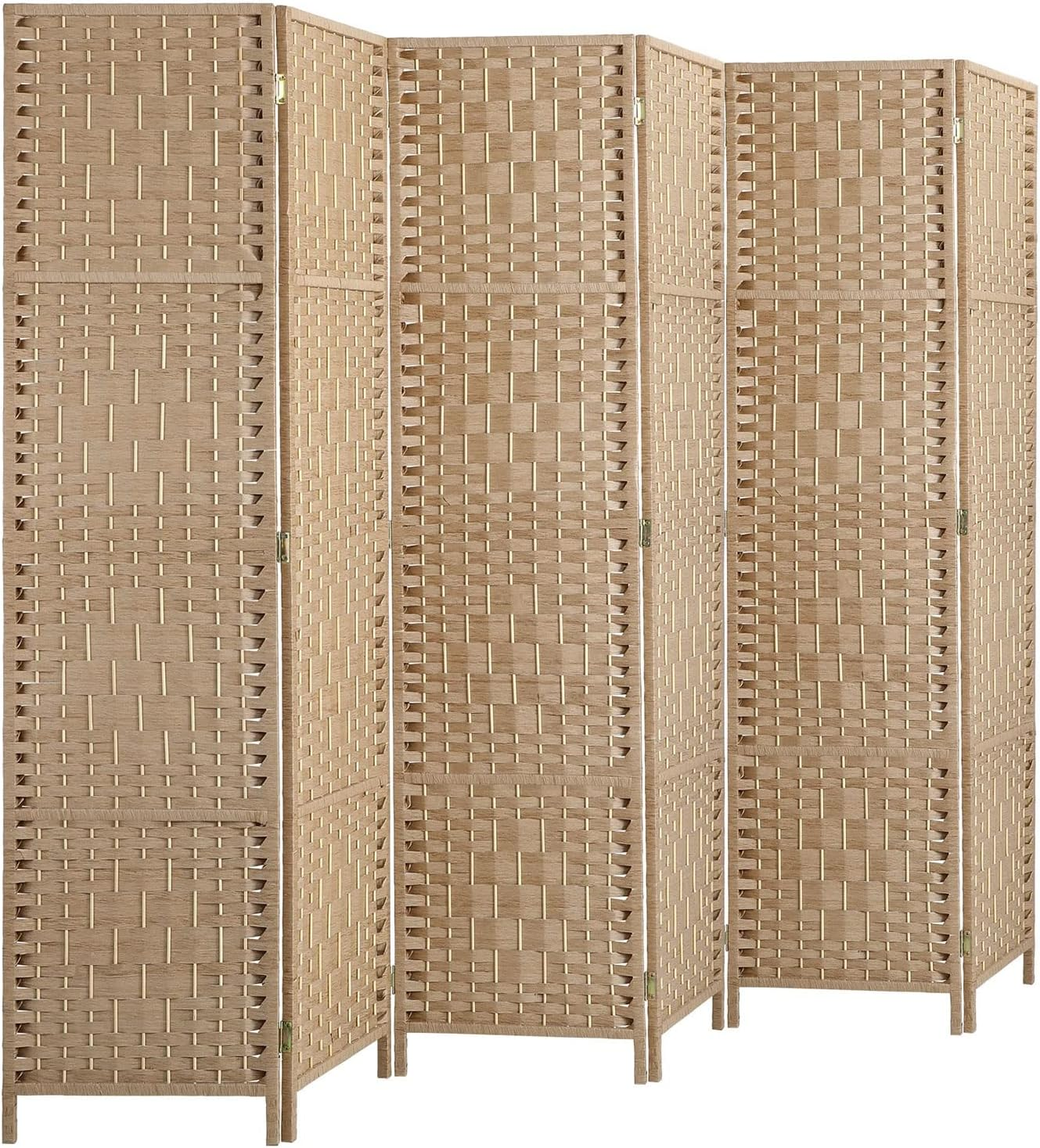 Oikiture Room Divider 6 Panel Screen Wood image number 4