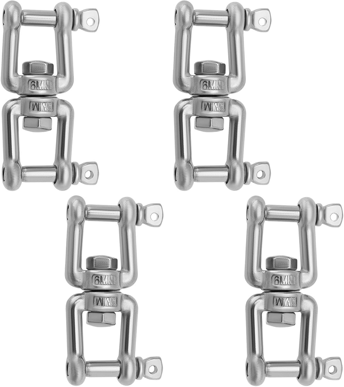 Ecsing 4Pcs 316 Stainless Steel Swivel Double Shackle M6X67Mm Double Jaw Shackle Jaw Anchor Connector for Garden, Yard, Boat, and Outdoor Use image number 6