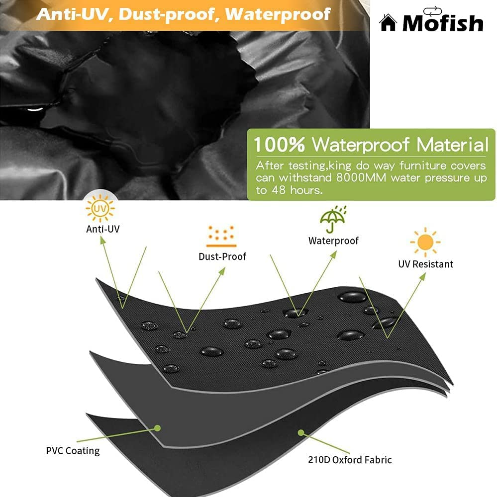 Mofish Garden Furniture Covers - Upgrade Patio Furniture Set Cover Waterproof,210D Heavy Duty Oxford Fabric Rattan Furniture Cover Windproof Anti-Uv for Outdoor Couch Table Chair Sofa (200X160X70Cm) image number 1