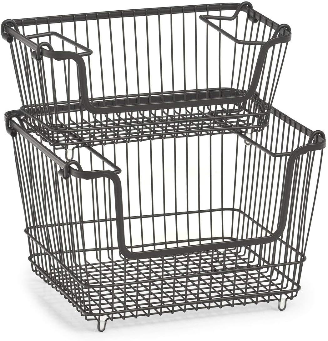 Zeller 27418 Storage Basket Stackable Metal Black Approx. 33 X 27 X 21.5 Cm image number 1