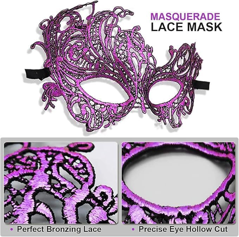 Masquerade Mask for Couples Lace Eye Mask Venetian Halloween Mask Party Ball Prom Mask Costume Mardi Gras Mask image number 3