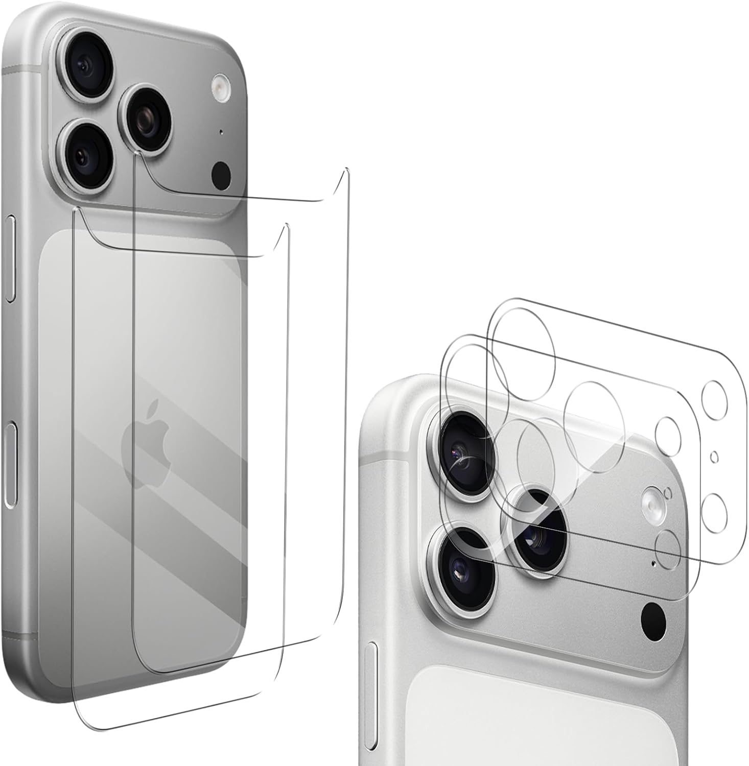 [2+2 Pack] Back Screen Protector for Iphone 17 Pro Max with Camera Lens Protector, Electro-Weideworld Ultra Clear 9H Hardness Scratch Resistant Tempered Glass with Full Coverage image number 4