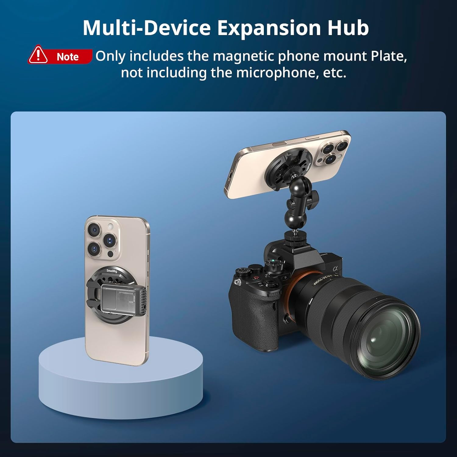 Smallrig Magnetic Phone Mount Plate for Iphone, with Cold Shoe Mount & 1/4"-20 Threaded Hole, for DJI Mic 2, Ball-Head Selfie Sticks, Vlogging, Live Streaming, Smartphone Filming-5155