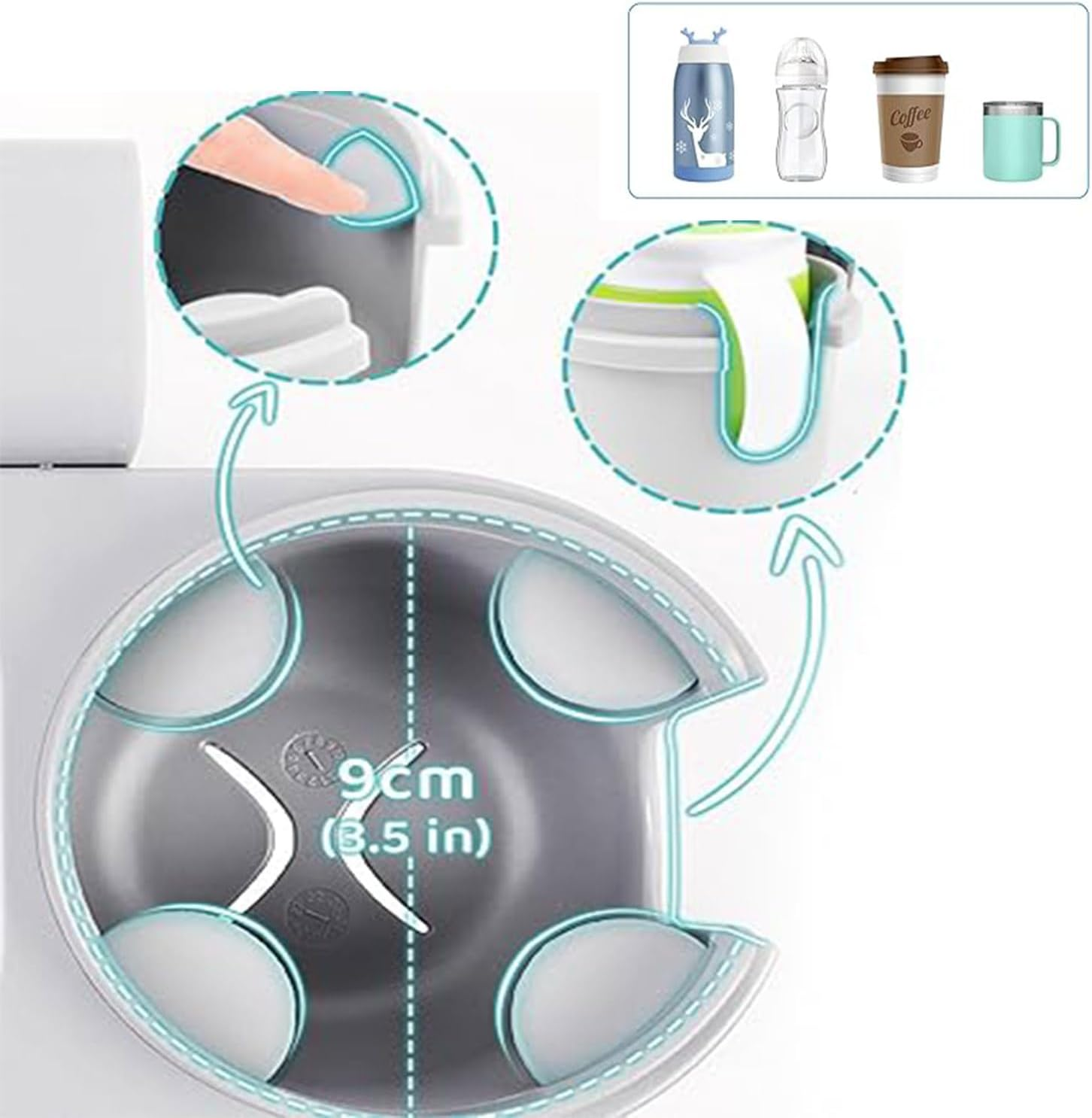 Roczential Stroller Drink Holder - Car Seat Bottle Holder, Kid'S for Car Seat | Versatile Cup Holder, Stroller Drink Carrier, Adjustable Cup Holder (8.86X4.13X3.54 Inches) image number 2