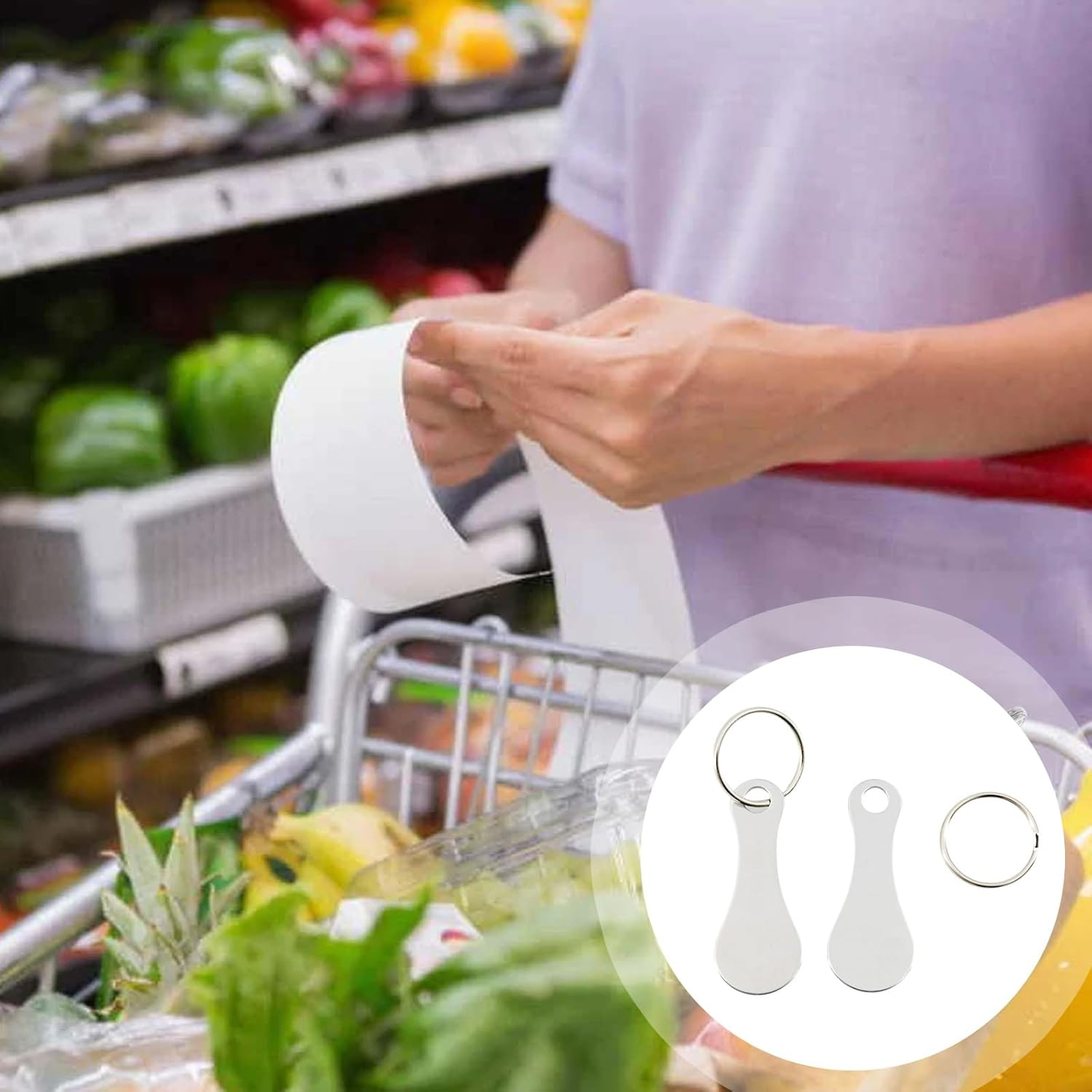 4 Pcs Trolley Token, Shopping Supermarket Trolley Trolly Token for Releasing Supermarket Trolleys Token Removable Front Loader Shopping Cart Keychain image number 3