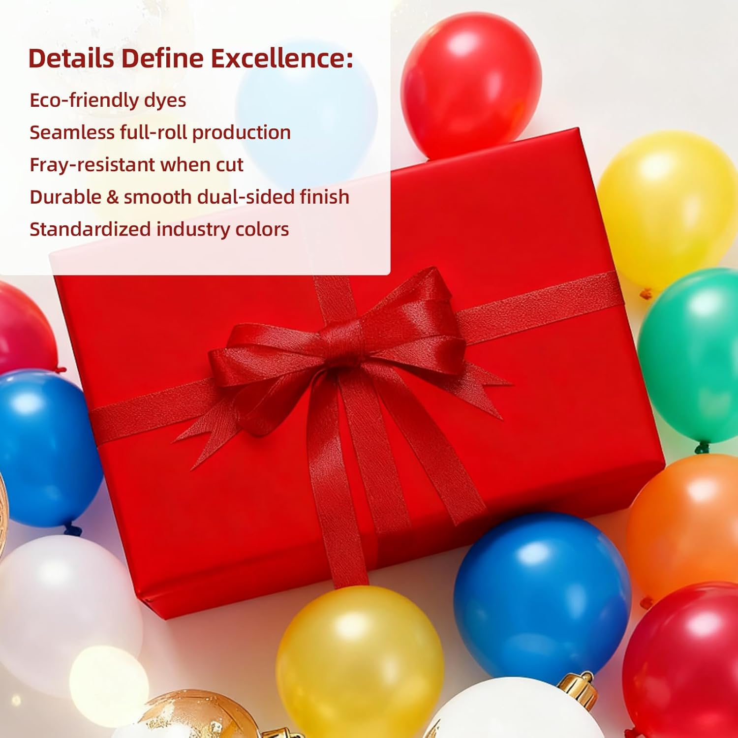 ONBPIY Red Ribbon 1Cm X 25 Yards - Satin Ribbons for Gift Wrapping Hair Crafts, Double Face Silk Ribbon for Christmas Wedding Bouquet