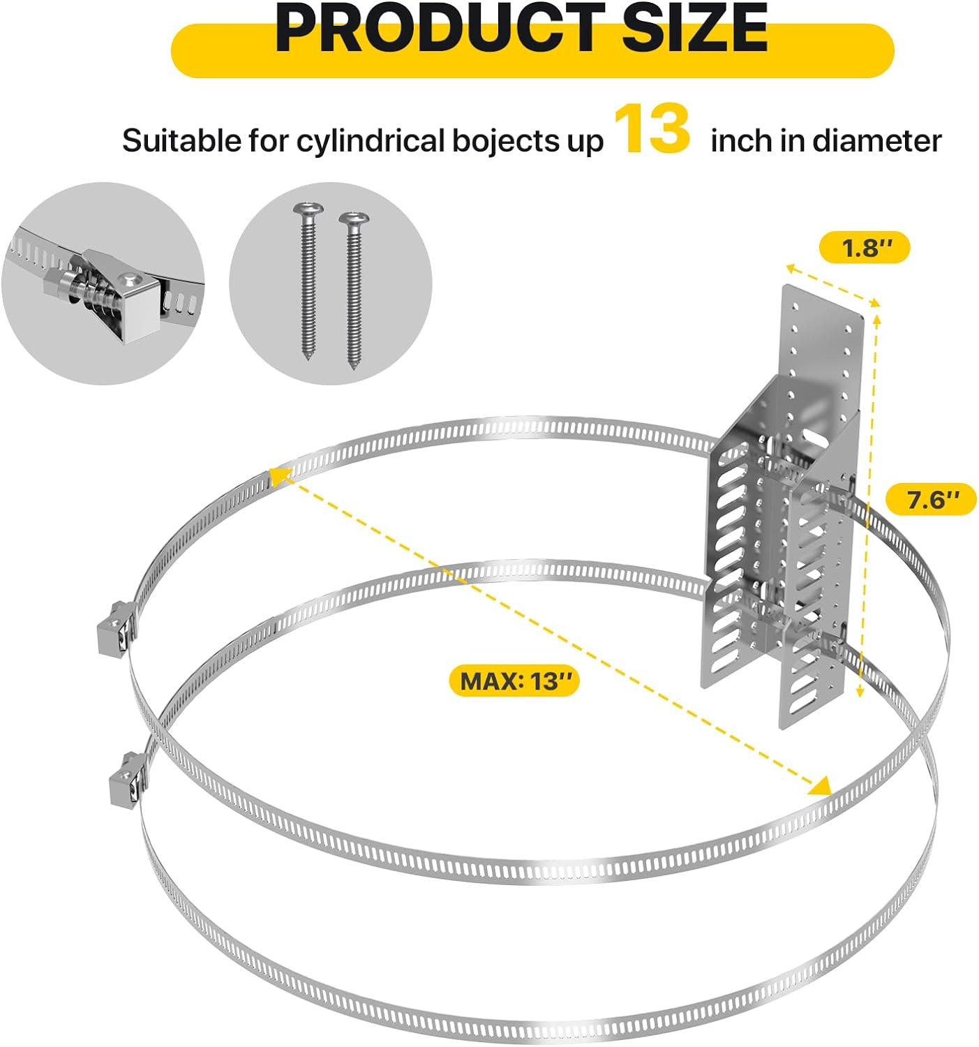 Expansion Tank Mounting Bracket for Hot Water Heater,Thermal Expansion Tank Holder with 2 Earthquake Straps,Support 5-Gallon Hot Water Tanks up to 13 Inches in Diameter-1 Set image number 6