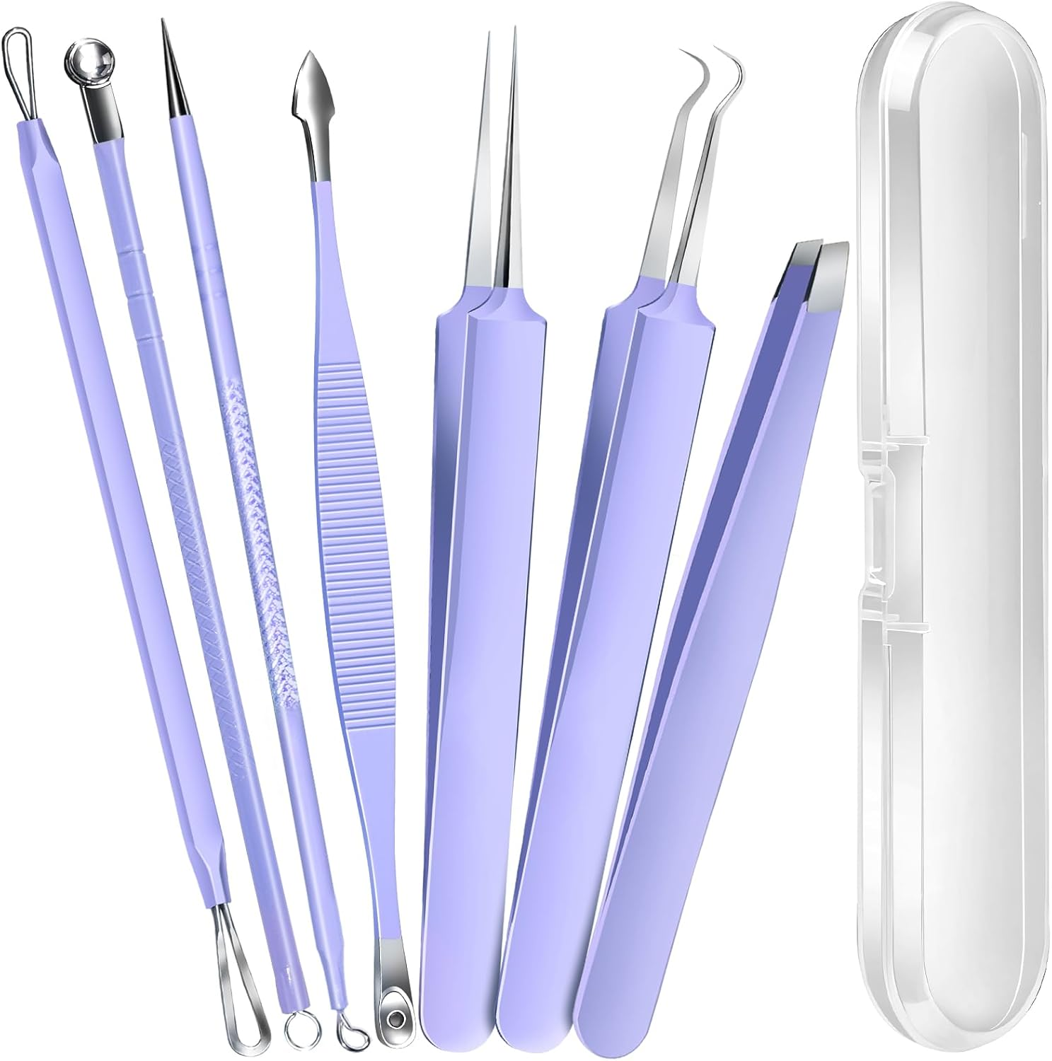 Teenitor Pimple Popper Tool Kit, 6 Pcs Blackhead Remover Tools, 1 Ingrown Hair Tweezers, Pimple Extractor Pore Extractor Acne Tools Blackhead Extractor, Black Head Remover for Face Nose