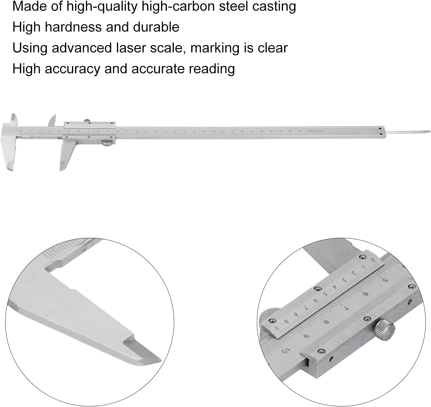 High Carbon Steel Vernier Scale Ruler Tool for Workpieces Width, Accurate Reading, Fine Workmanship, 0 to 300Mm Measurement Gauge (0-300Mm) image number 2