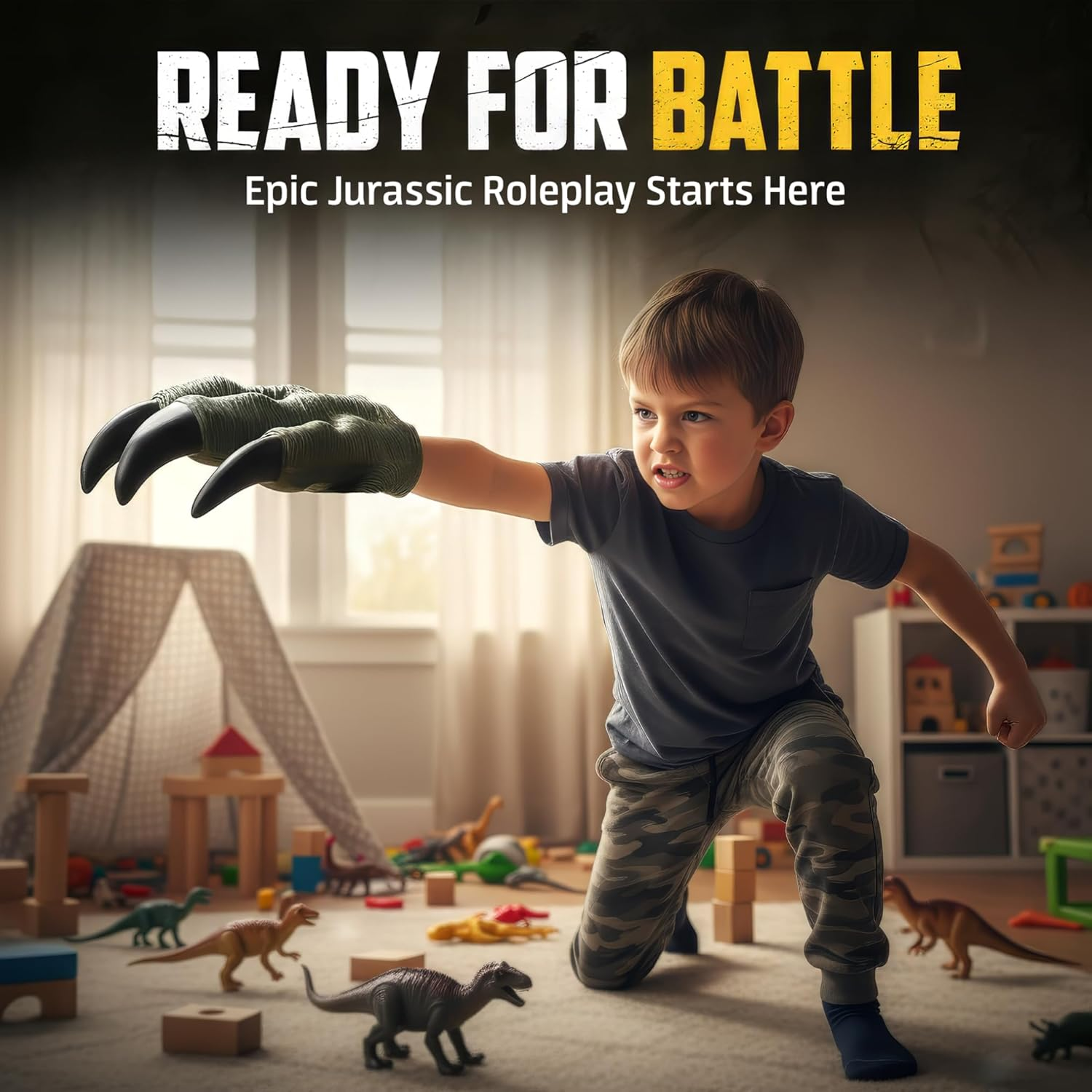 2 Pack Dinosaur Claws Toys Oversized Dino Velociraptor Rubber Realistic Jurassic Claws for Kids Cosplay Roleplay Costume Accessories