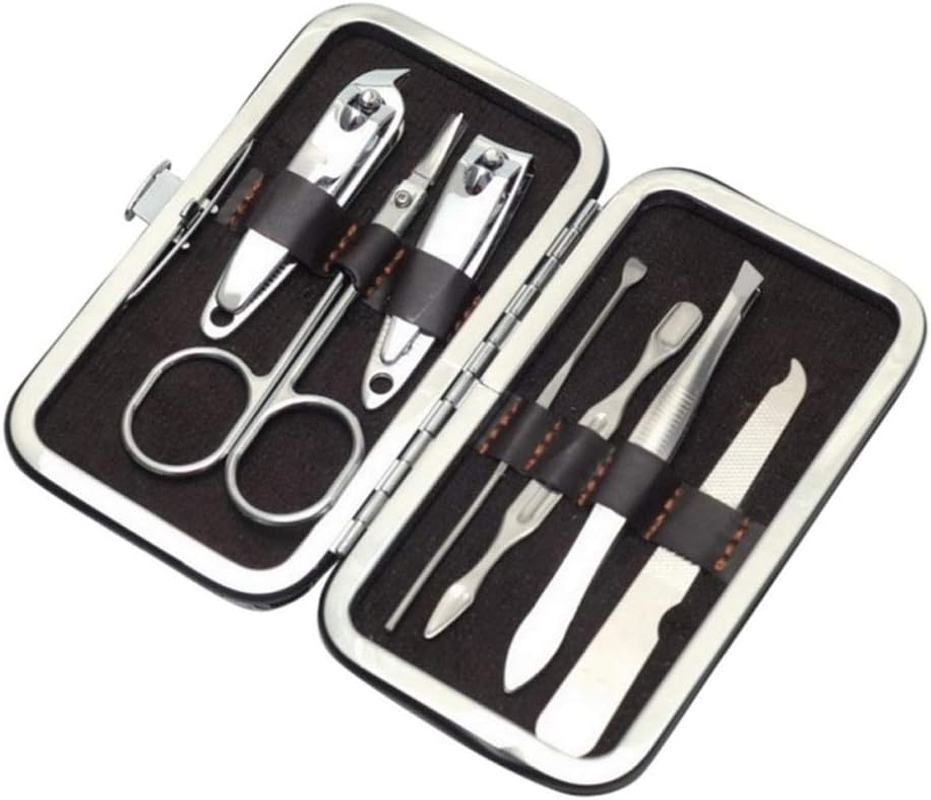 7 Pcs/Set Stainless Steel Nail Art Manicure Tools Set Nails Clipper Scissors Manicure Sets with Case for Nail Manicure 11X6.5X2Cm Zhengpingpai image number 1