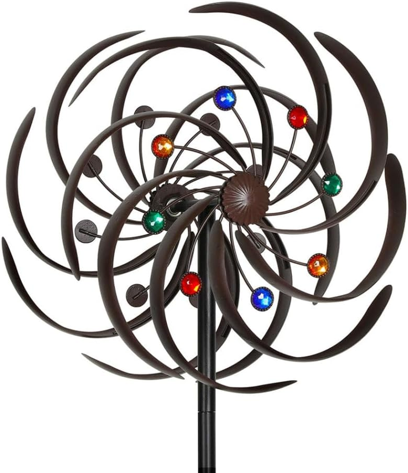 Solar Light Garden Windmill &ndash; Ornamental, Decorative, Backyard, Yard Wind Mill, Outdoor, Spinners, Metal, Steel, Bronze