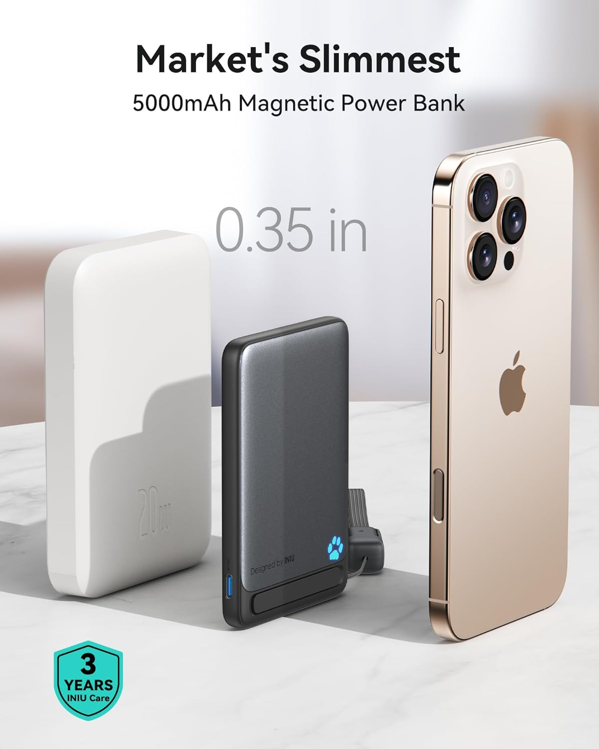 INIU Power Bank, Slim Qi2 Certified 5000Mah 20W Magnetic Portable Charger, USB C In&Out Wireless Battery Pack Phone Charger, Only for Iphone 16/15 / 14/13 / 12 Pro Max plus Series [Pastel Blue] image number 2