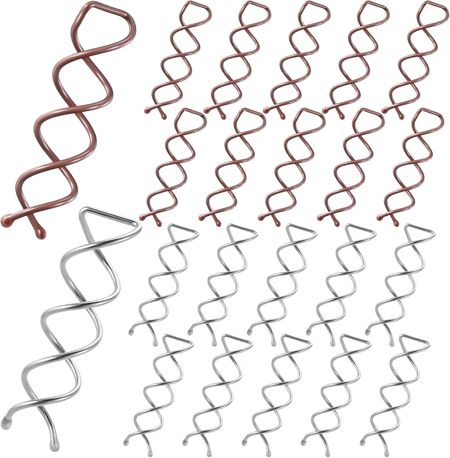 LXUEJIE Pack of 20 Spiral Hair Clips, Spiral Hair Clips, Hair Accessories, Rotating DIY Hairpins, Updo Hairstyles Accessories for Hair Styling, Suitable for Various Hairstyles (Brown + Silver) image number 3