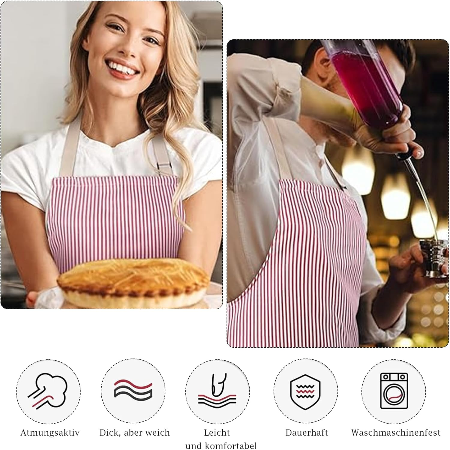 Sihuitu Adjustable Apron Unisex Apron with Pocket Cooking Kitchen Chef Aprons for Women Men Home Kitchen Butchers BBQ Restaurant - Grey image number 7