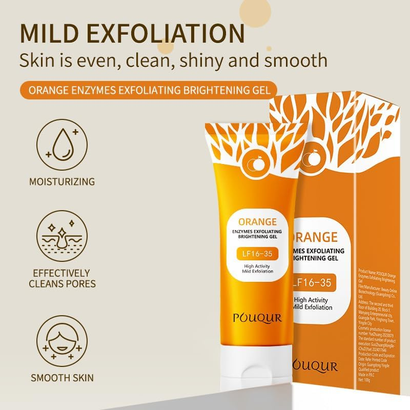 Face & Body Scrub with Orange Enzyme 100G &ndash; Exfoliating Gel for Dead Skin Removal, Deep Cleansing & Smoothing. Gentle Formula with Brightening Effect for Soft, Glowing Skin image number 3