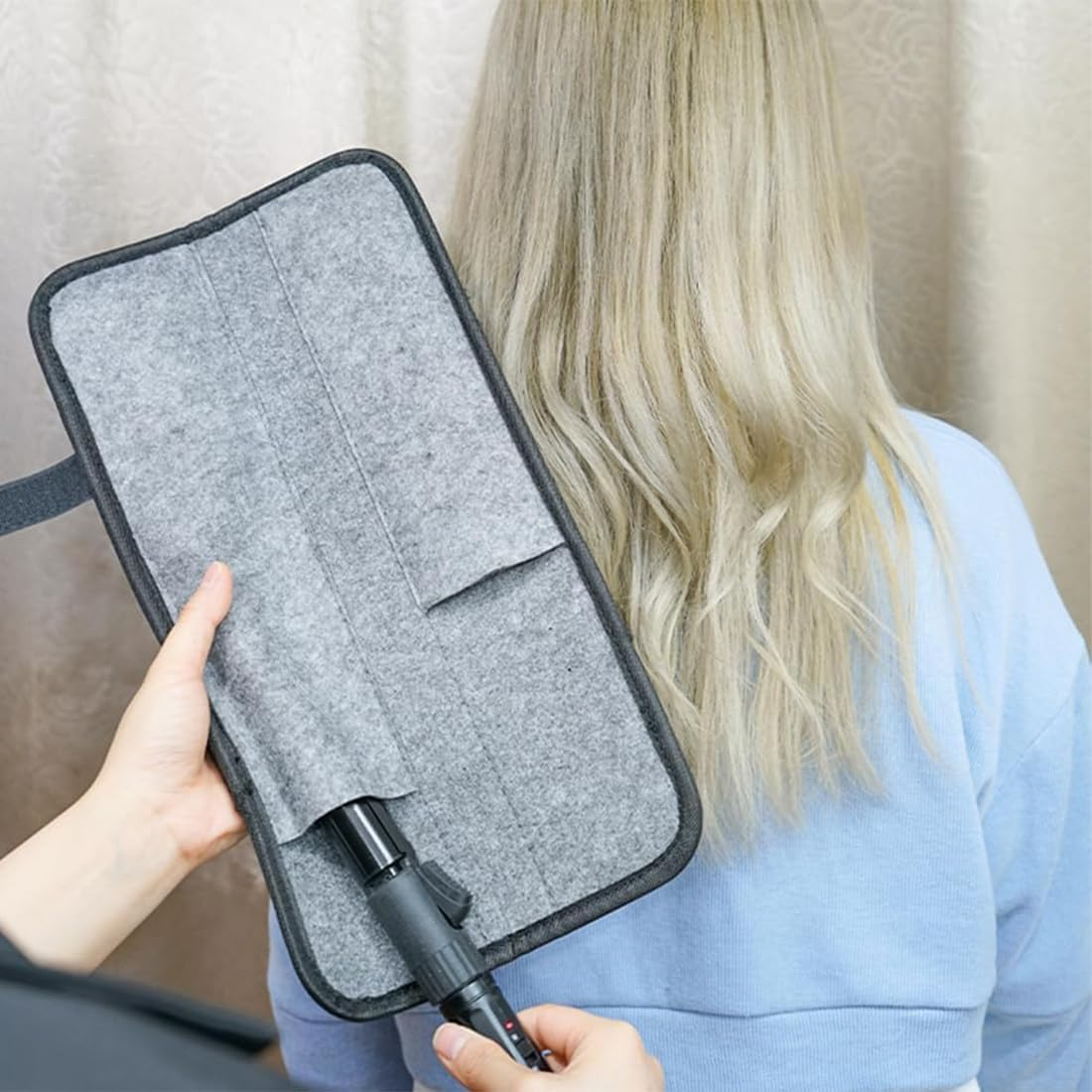 KSJEHW Heat-Resistant Mat for Curling Irons, Straighteners, Straighteners and Hair Styling Tools, 34 X 11 Cm, Black, Durable up to 450&deg;F image number 4