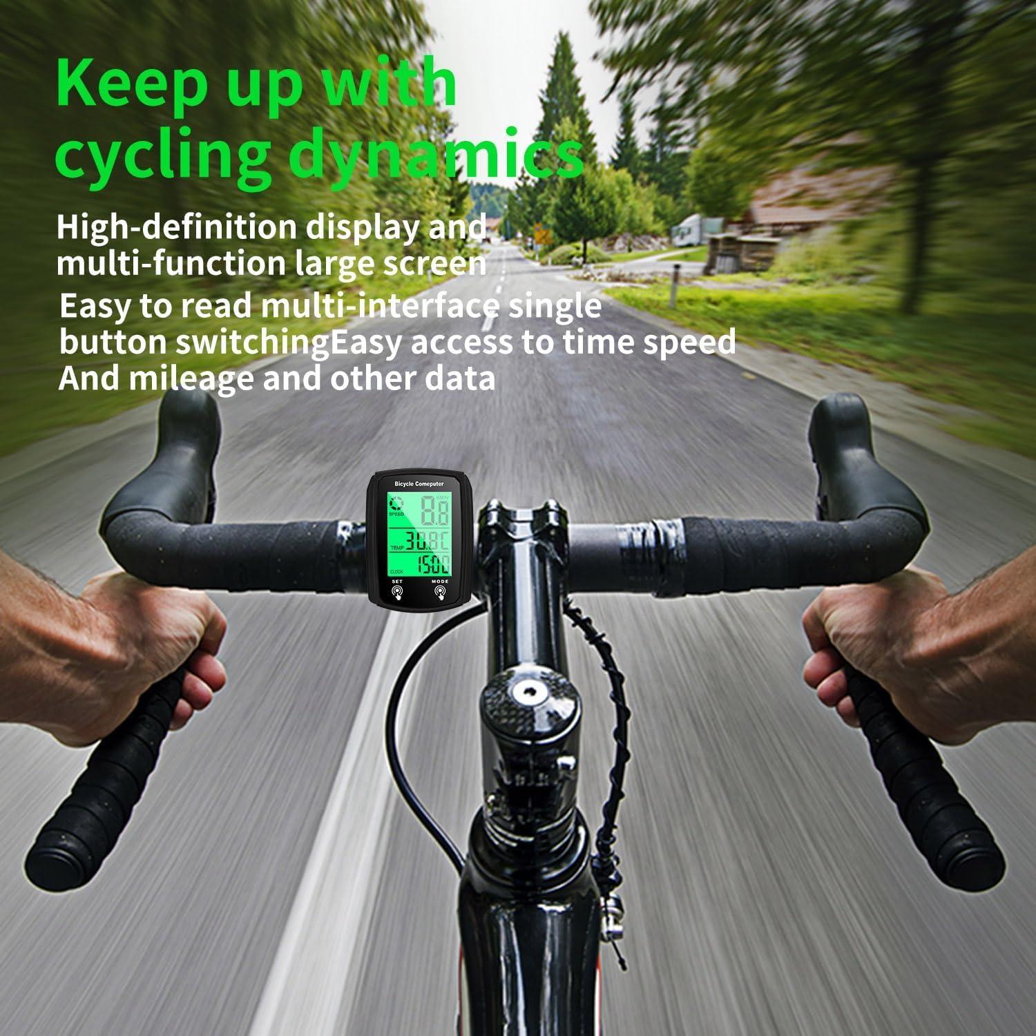Bike Computer - 19 Functions IP54 Waterproof - GPS Speedometer, Backlit Touch Screen - Cycling Computers - Universal Cycle Computer for Bikes image number 1
