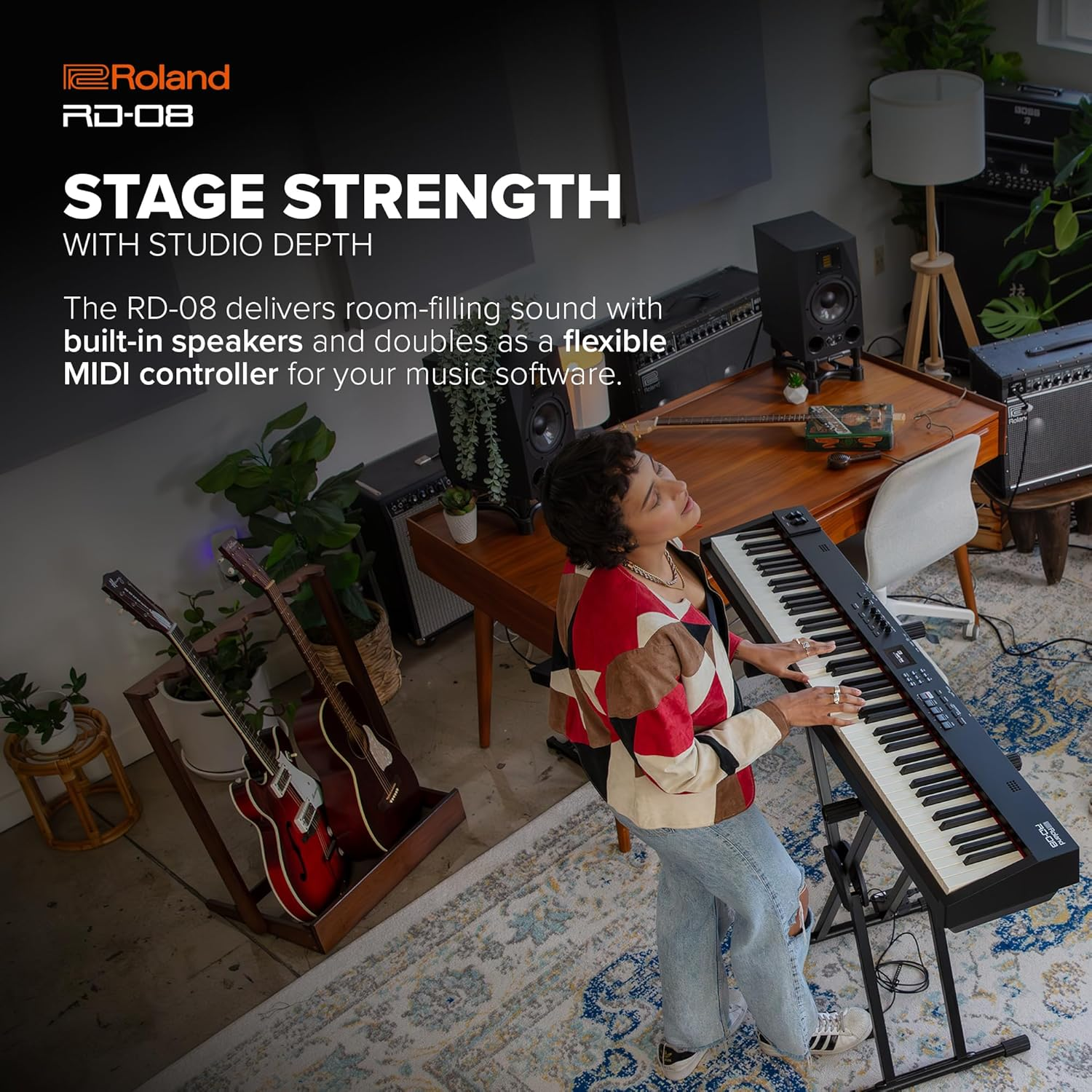 Roland RD-08 Stage Piano | Authentic RD Sound & Playability | Streamlined Design | 88-Note Weighted-Action PHA-4 Keyboard | Expandable Features | 3000+ Onboard Sounds | Ideal for Professional Gigging image number 1