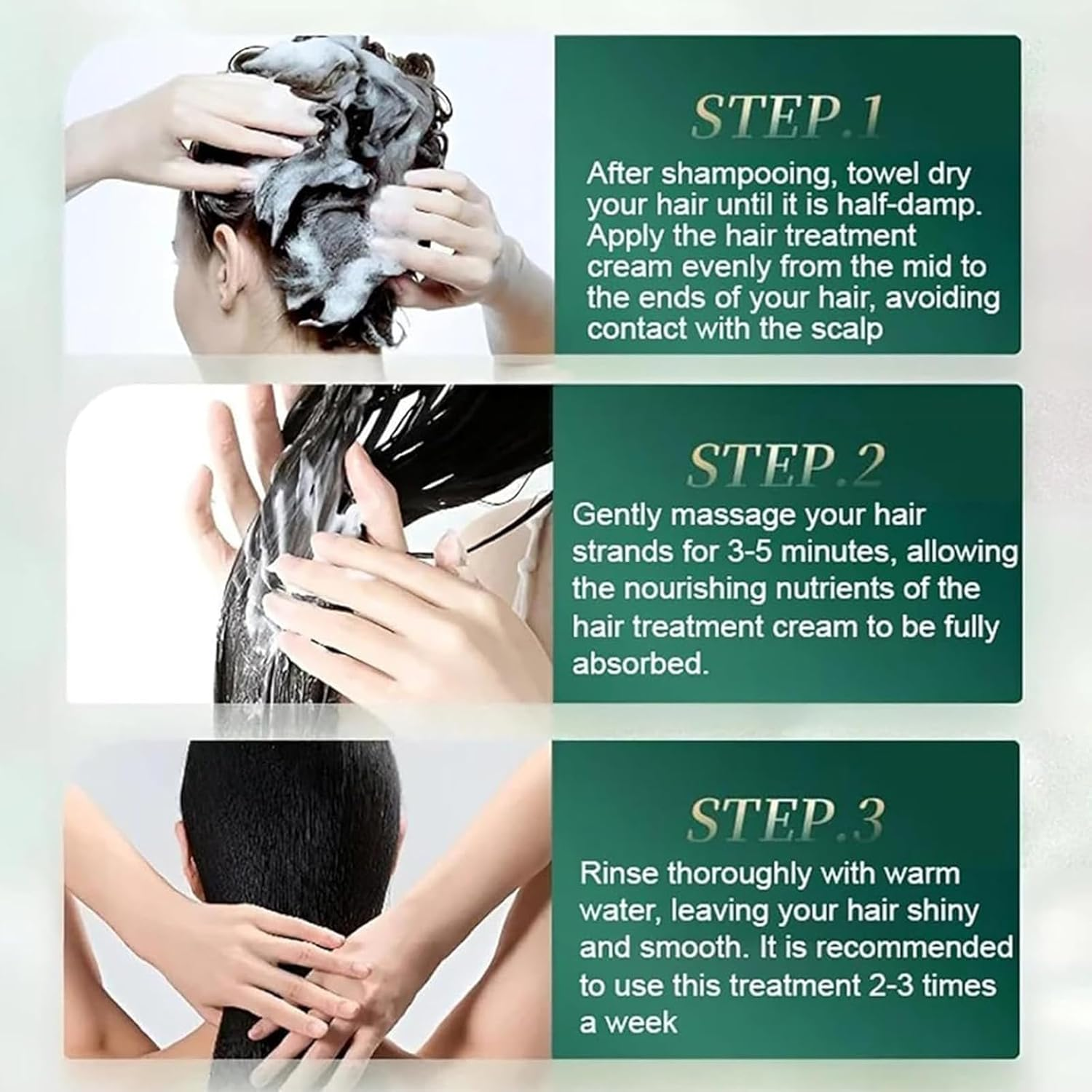 HLMULL Polypeptide Keratin Hair Restoring Cream, Hydrating Smooth Damage Repair Cream, Keratin Hair Mask Deep Conditioner - 2Pcs image number 3