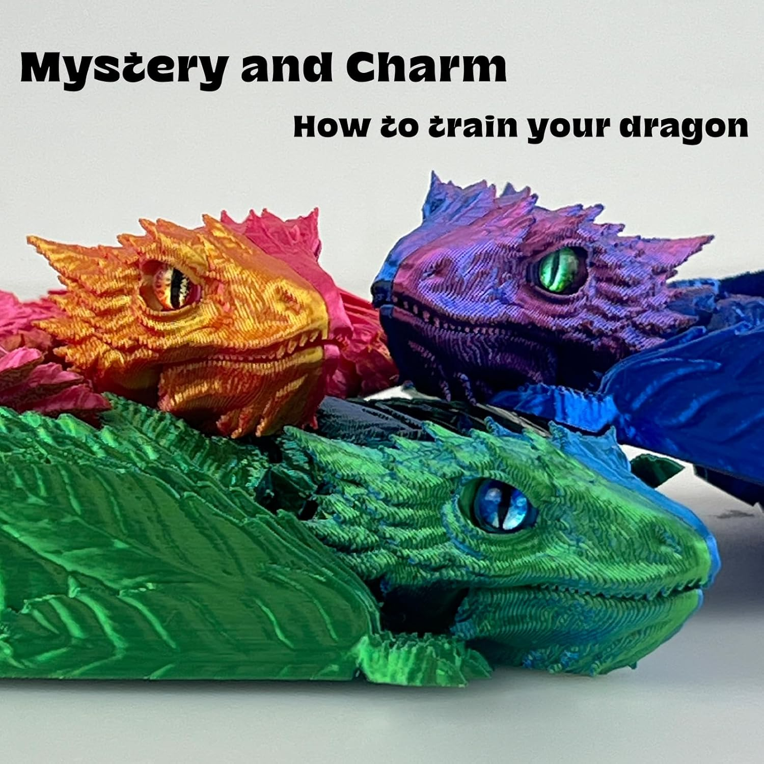 Feathered Wyvern Dragon,3D Printed Dragon, Articulated Dragon with Wings, 3D Printed Toys, Desktop Pet - Perfect for Fantasy Enthusiasts (Noctilucent Blue) image number 6