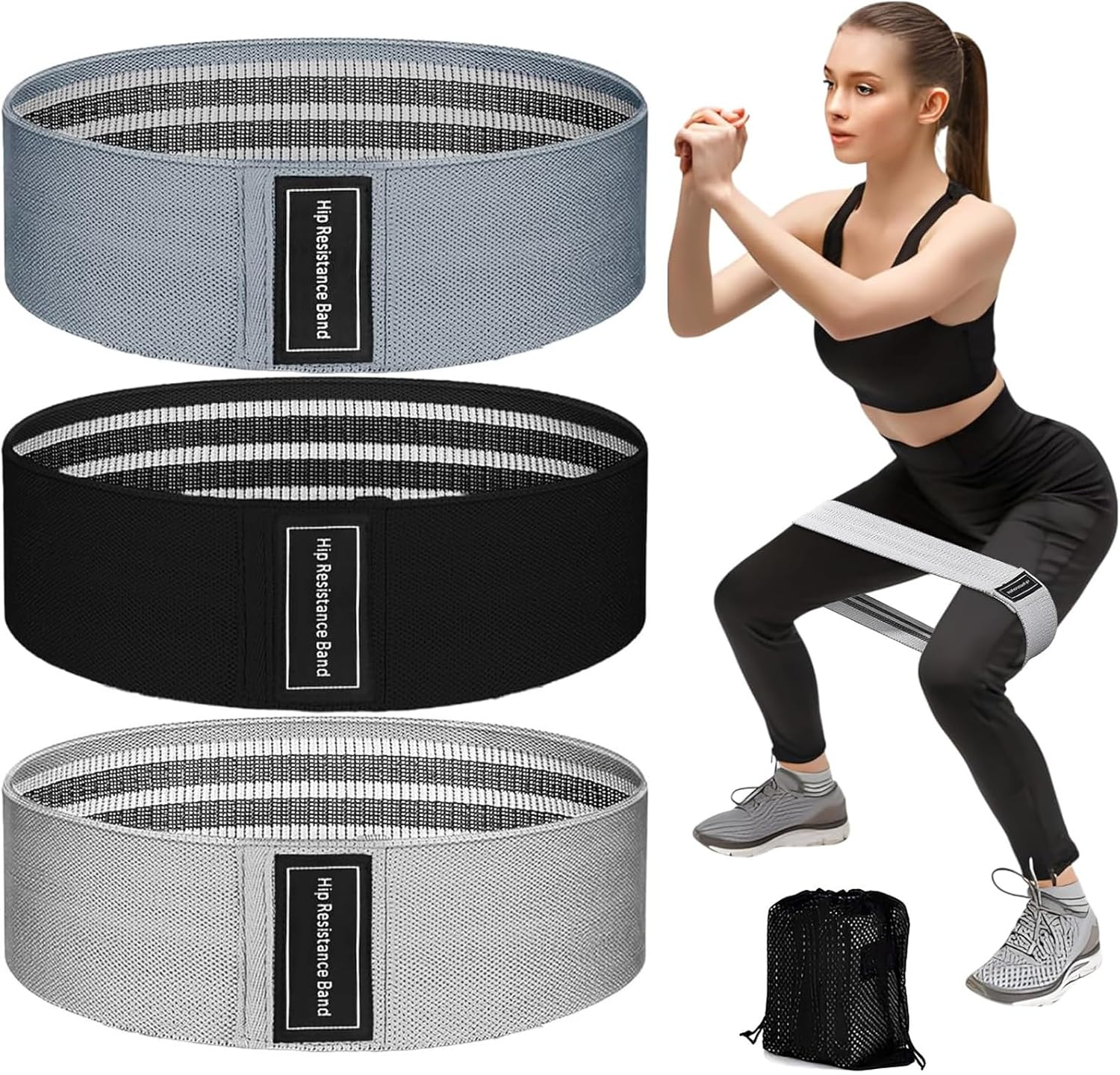 Resistance Bands, Resistance Bands Set with Non-Slip Design for HIPS & Glutes Booty Bands for Women and Men, Workout Bands for Home Fitness, Yoga, Pilates image number 5