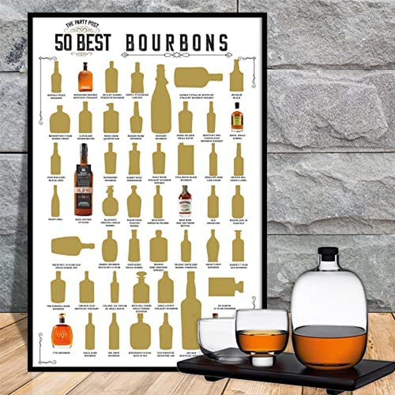 Bourbon Scratch off Poster - Top 50 Bourbons Bucket List Banner. Home Decoration Wall Sign. Birthday Gift Ideas for Her or Him. Man Cave, Bar & Pub Art Supplies 11X17 in Best 50 Bourbons image number 6