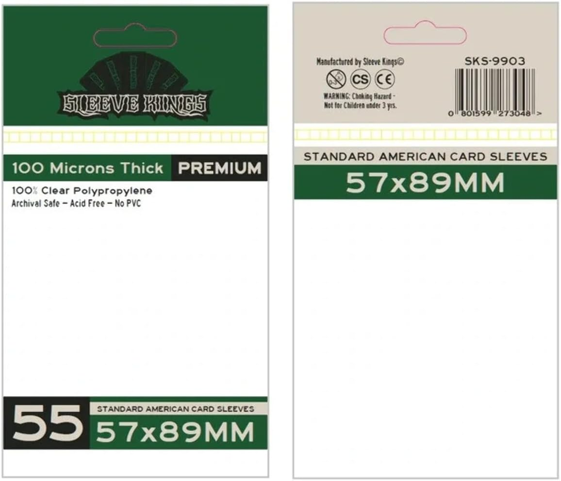 Sleeve Kings Board Game Standard American Card Sleeves 55-Piece Pack, 57 Mm X 89 Mm Size