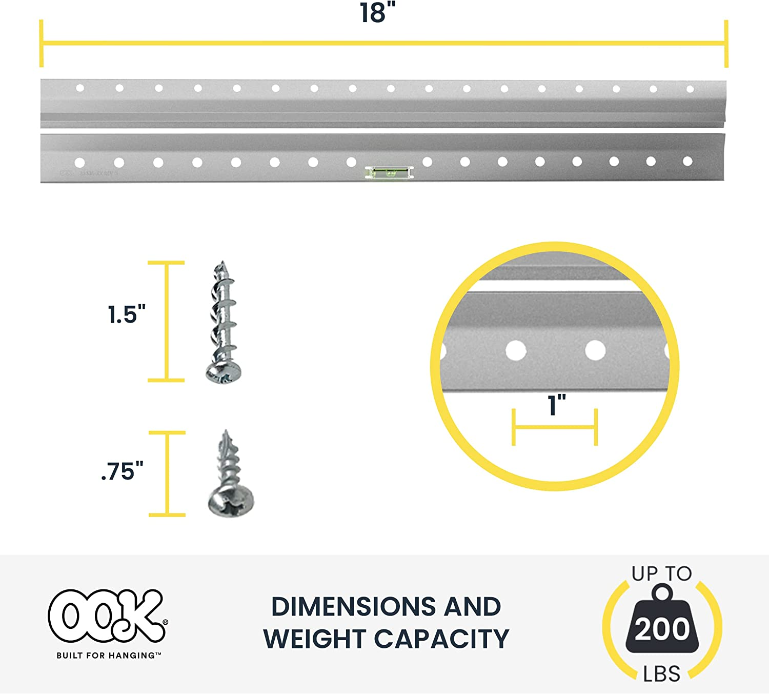 OOK 533212 French Cleat Mirror and Picture Hangers with Hardware, 200Lb, Aluminum (13 Piece) image number 1