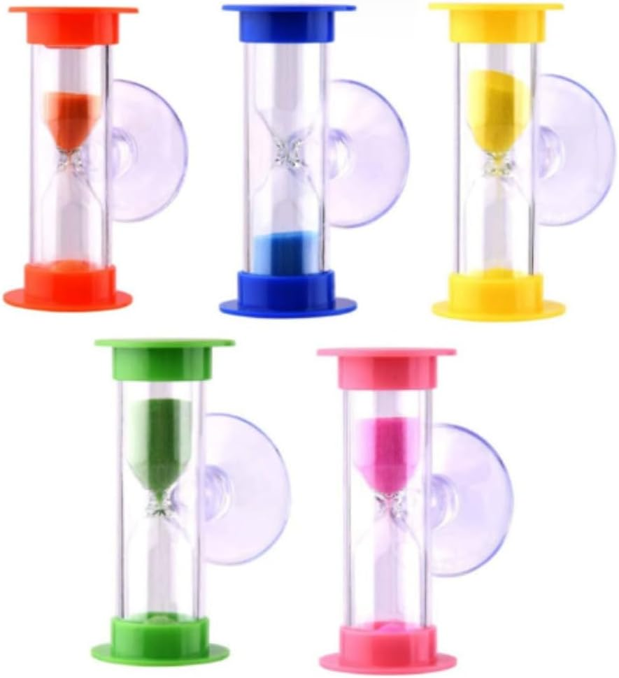 Sand Timer Toothbrush Hourglass Three Minutes Hourglass with Suction Cup for Games,Cooking, Tooth Brushing Time Countdown Calculation (5 PCS) image number 1