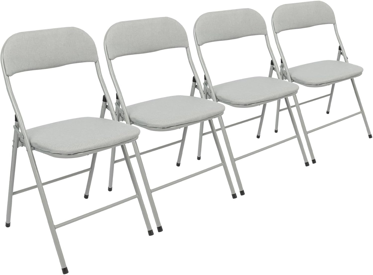 Harbour Housewares Fabric Padded Metal Folding Chairs - Grey - Pack of 4 - Lightweight Portable Outdoor Seat Indoor Foldable Dining Chair for Office, Gaming Desks, Kitchen