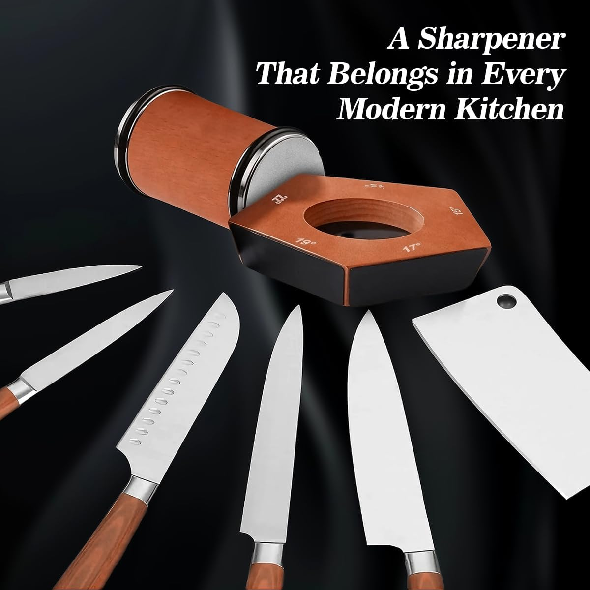 Blissify Rolling Knife Sharpener 5 Angles with 3 Grit Discs, Blunt Knife Sharpening Tool Kit Provide 12, 15, 17, 19, 22 Degree Sharpening for All Kitchen Knives image number 1