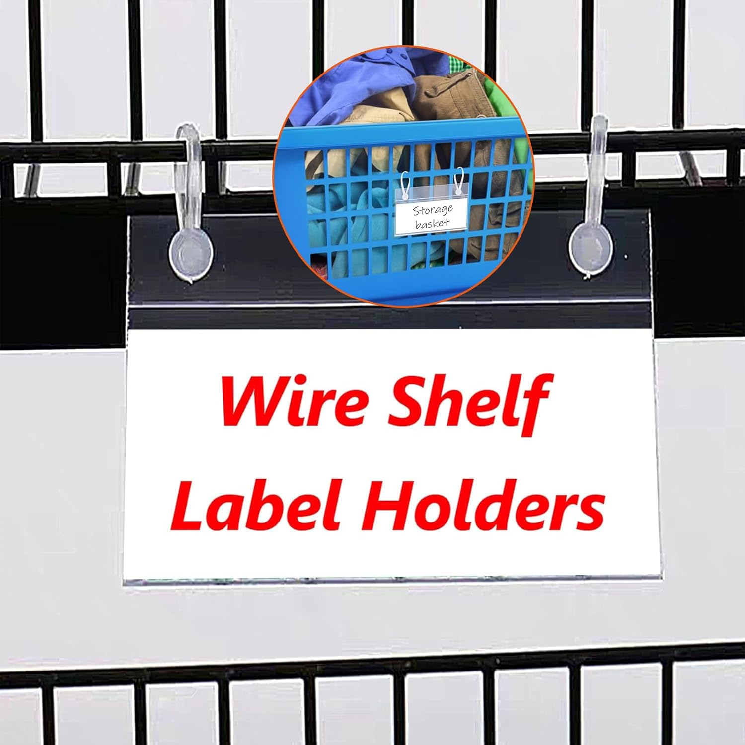 Plastic Wire Shelf Label Holders - 10 X 5.5CM Clear Price Tag Holder Sign & Ticket Holder with Double Snap Lock Closure, Reusable Basket Label Holders for Market, Retail Shop, Pantry 20 Pack image number 5