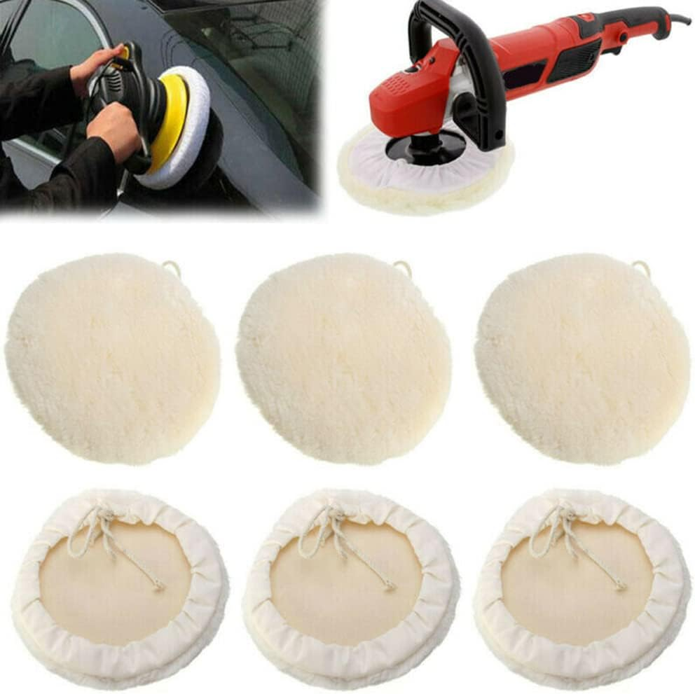 6Pcs 7-Inch Buffing Pads Car Bonnet Buffing Waxing Pad Kit Buffer Polishing Polisher Pad Wool Buffering Pads for Drill Body Repair Buffing & Polishing Pads image number 5
